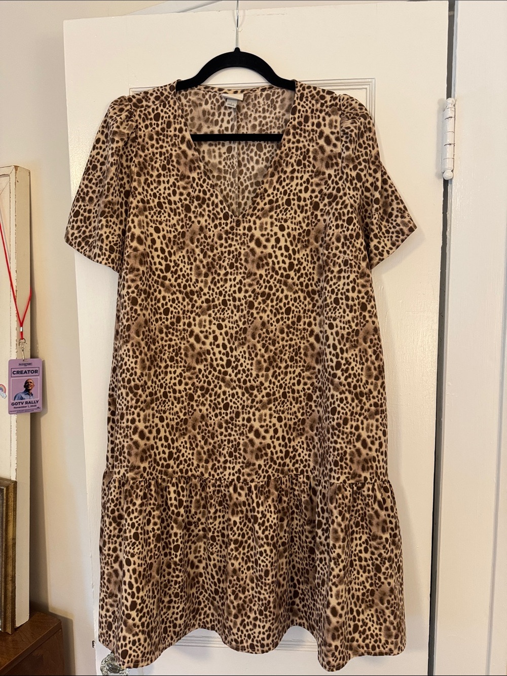 a new day women’s Leopard Print Drop-Waist Dress - Brown & Black